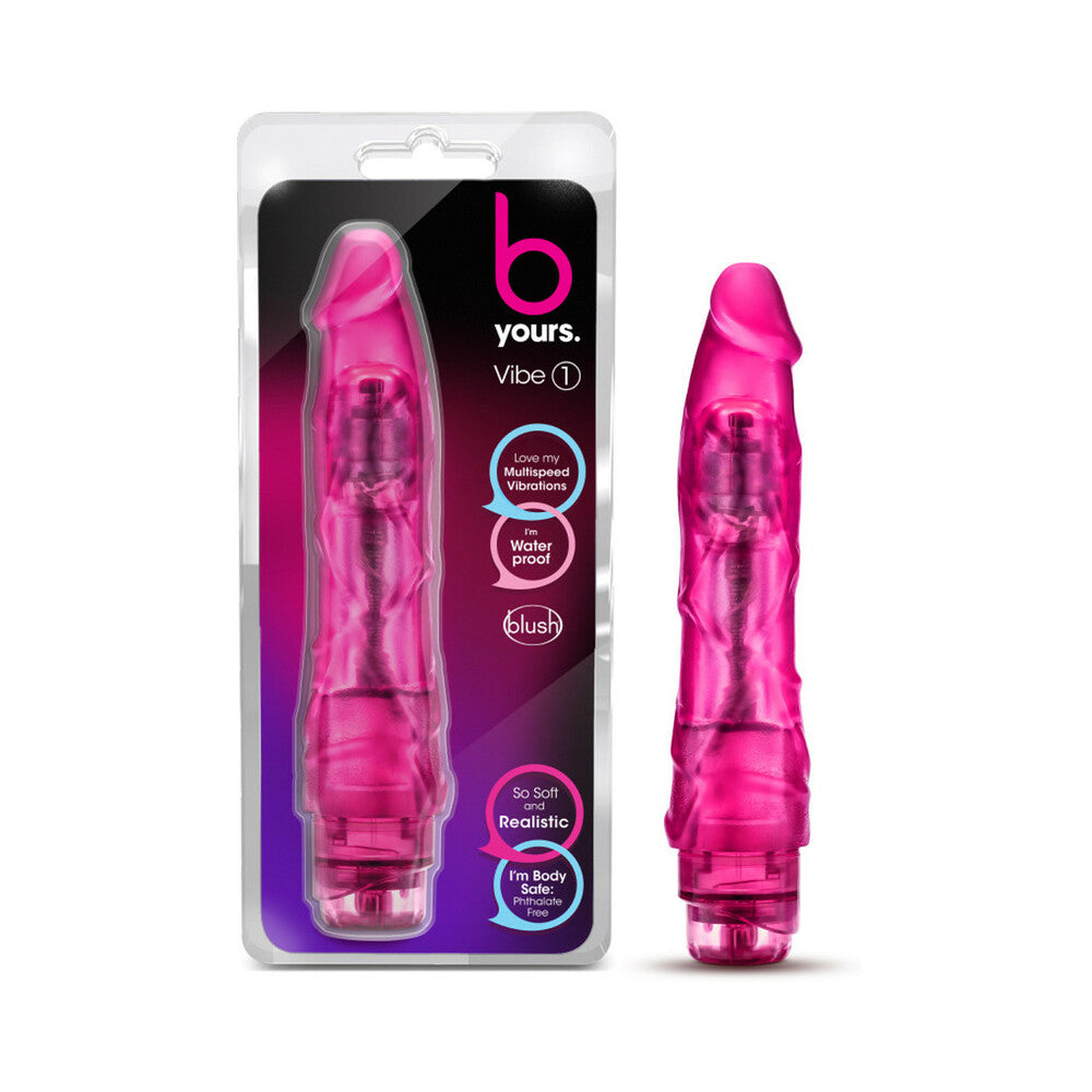 Experience the allure of self-discovery with the B Yours Vibe 1 Realistic 9 in. Vibrating Dildo in Pink. This exquisite piece invites you to explore your desires with its gentle, tapered design and adjustable vibrations. Crafted for comfort and pleasure, it adapts to your body’s natural movements, ensuring a personal and intimate experience. Embrace your sensuality and define your pleasure on your own terms, as you embark on a journey of empowerment and joy.