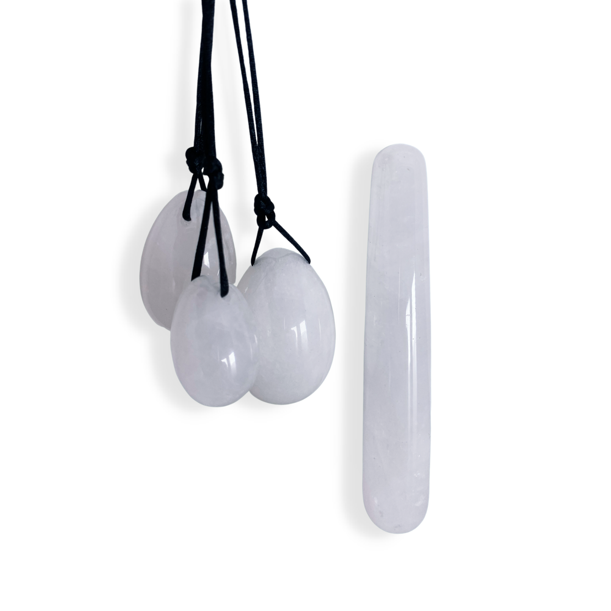 Harmonia- The Enlightenment Rose Quartz Egg Set and Clear Quartz Yoni Eggs