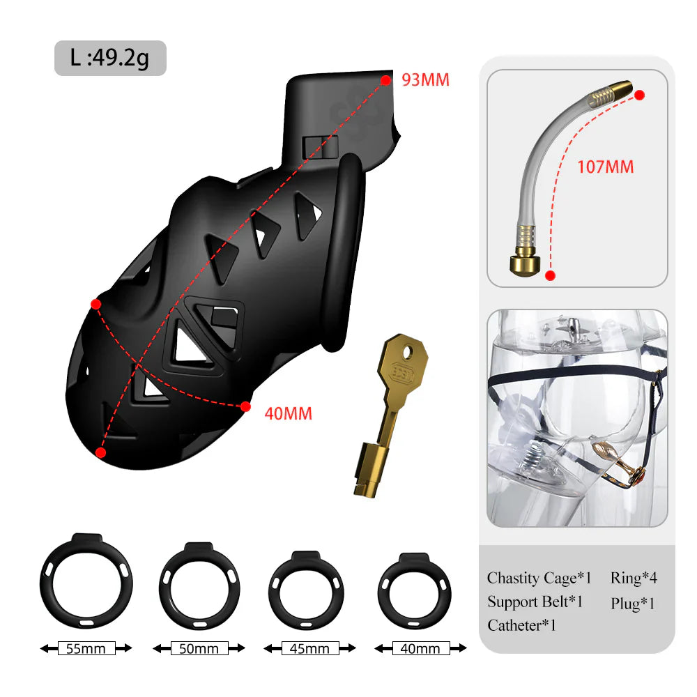 LOCKINK Sevanda Rattlesnake Plastic Male Chastity Cage With Anal Plug