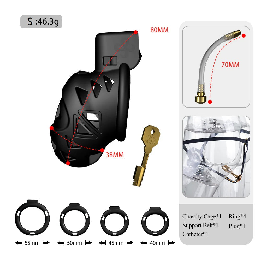 LOCKINK Sevanda Rattlesnake Plastic Male Chastity Cage With Anal Plug