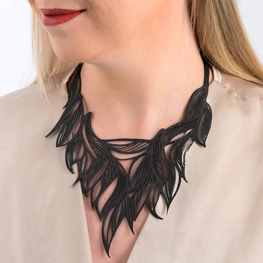 Sula Vine Statement Recycled Rubber Necklace