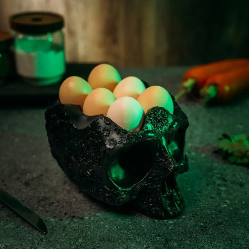 Gothic Skull Head Egg Holder - Spooky Elegance