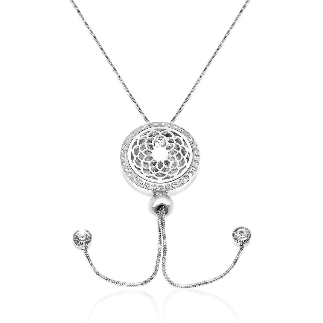 Chrysanthemum Pendant Necklace with adjustable Snake Chain