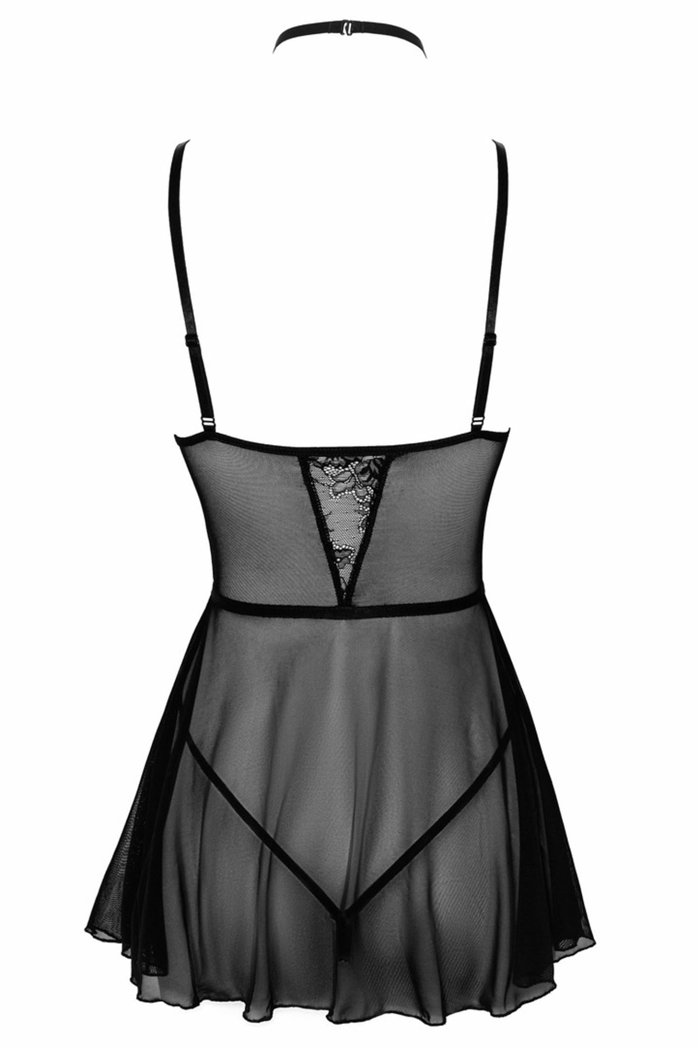 Indulge in the allure of the Kissable Mesh & Lace Negligee, where delicate mesh meets exquisite lace. This enchanting piece is designed to embrace your unique beauty, allowing you to feel empowered and irresistibly seductive. With adjustable straps and a secure halter neck, it offers a fit that moves gracefully with you. Slip into this elegant negligee and discover the confident, captivating version of yourself that awaits within. Celebrate your body and revel in the magic of self-discovery.