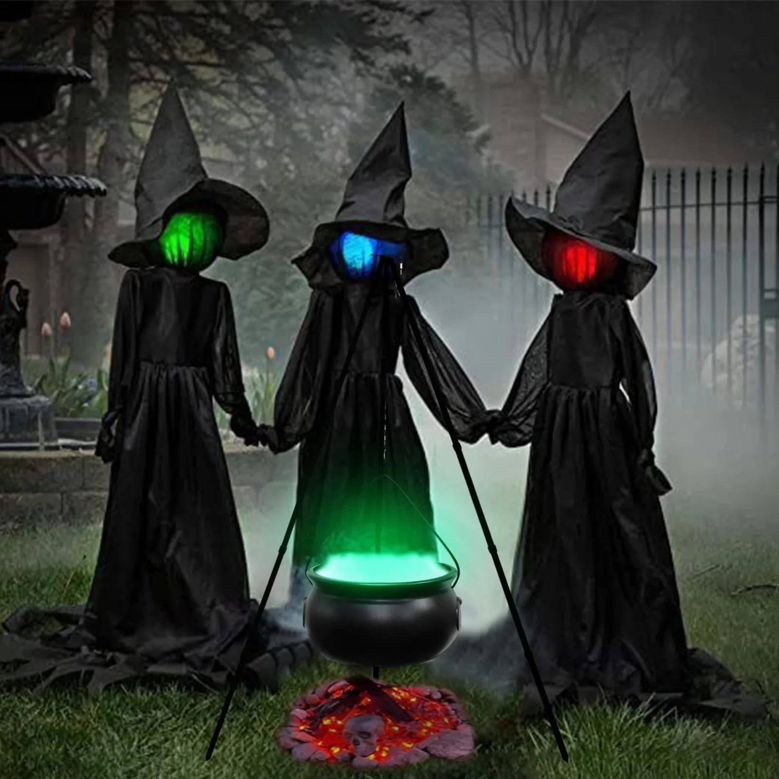 Large Witch Cauldron with LED Lights | Gothic Décor