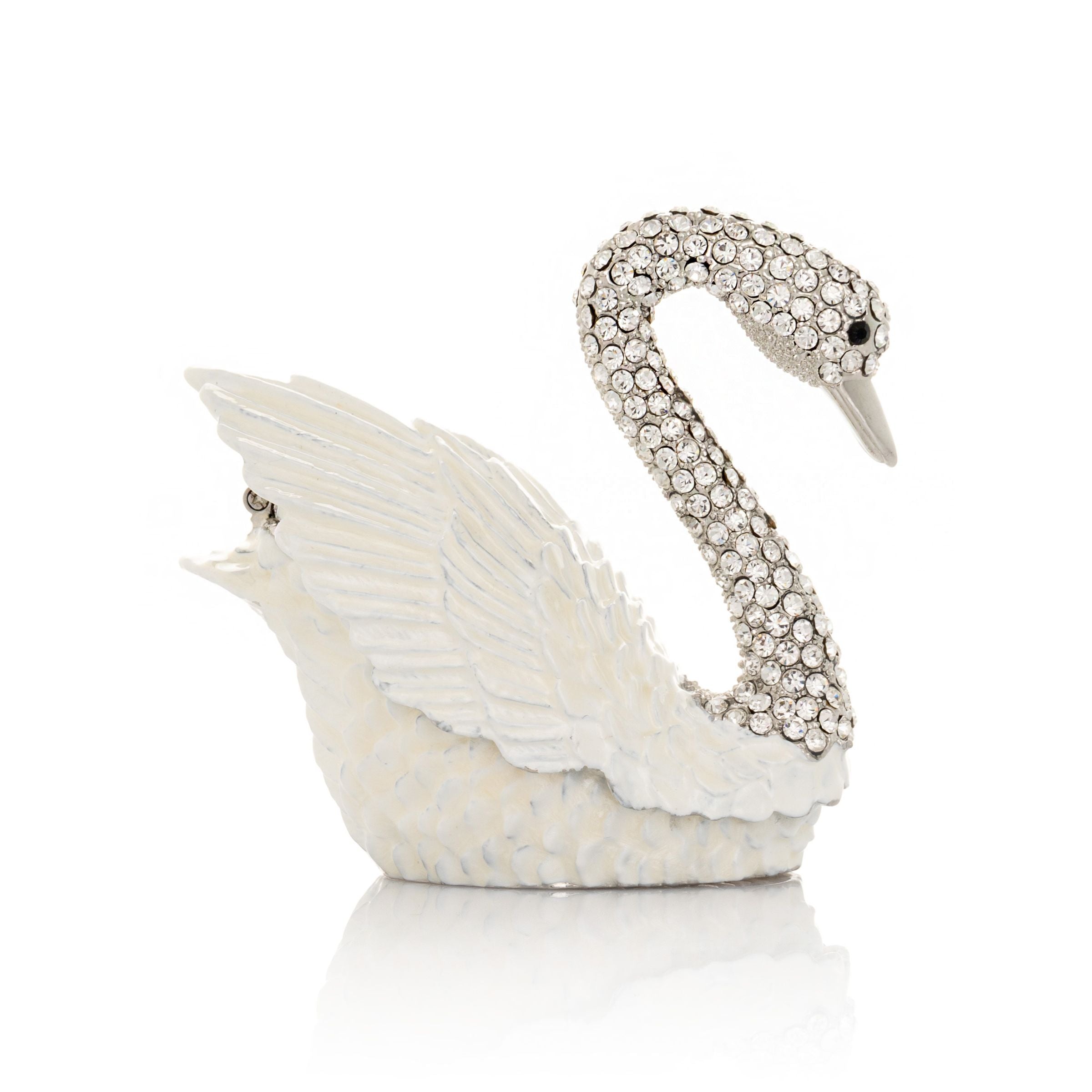 Embrace the allure of self-discovery with the Radiant White Swan with Crystals Neck Trinket Box. This exquisite piece, a true testament to elegance, invites you to celebrate your unique beauty and freedom. Handcrafted with love, it reflects the grace of nature while encouraging a deeper connection to your inner self. Let this enchanting trinket box inspire moments of reflection and appreciation for the delicate balance of life and artistry.